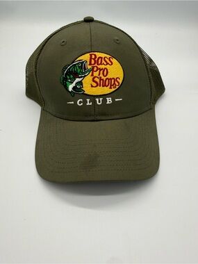 Bass Pro Shops Olive Green Trucker Hat- small stains